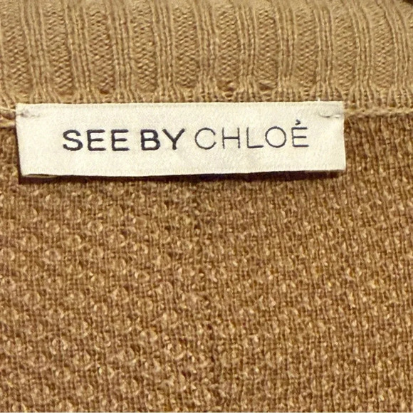SEE BY CHLOE | Long Sleeve Oversize Cardigan Button Two Toned Brown size 4 - Picture 3 of 4